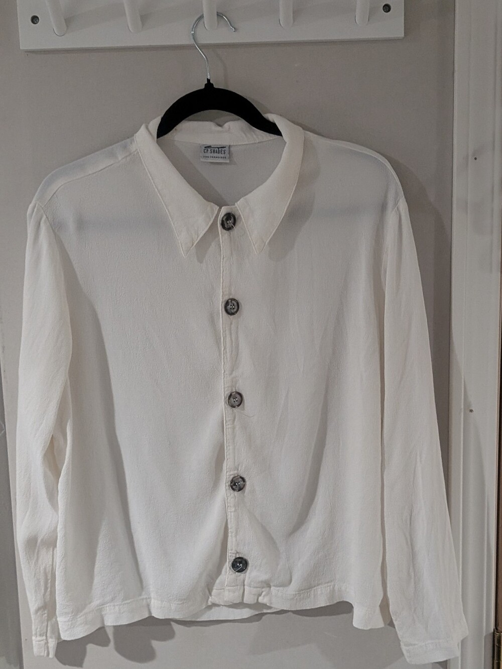 CP Shades White Textured Button-Front Top